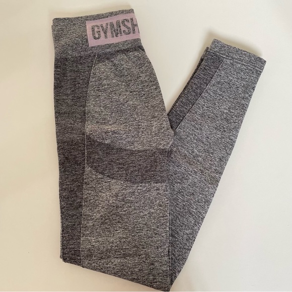 Gymshark Flex High Waisted Leggings - Grey/Pink - Picture 3 of 3